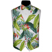 Aloha Hawaiian Bird of Paradise Tuxedo Vest and Tie Set